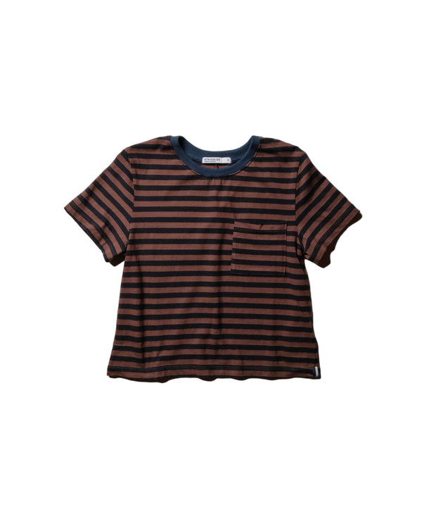 Preppy Stripe Boxy Tee in Espresso