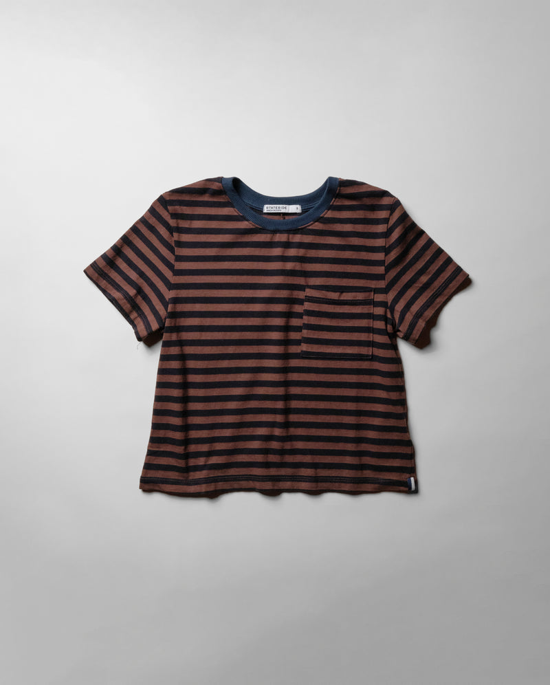 Preppy Stripe Boxy Tee in Espresso