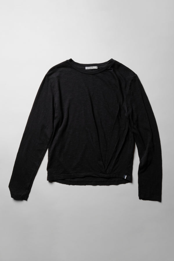 Supima Slub Jersey Long Sleeve Twist Tee in Black