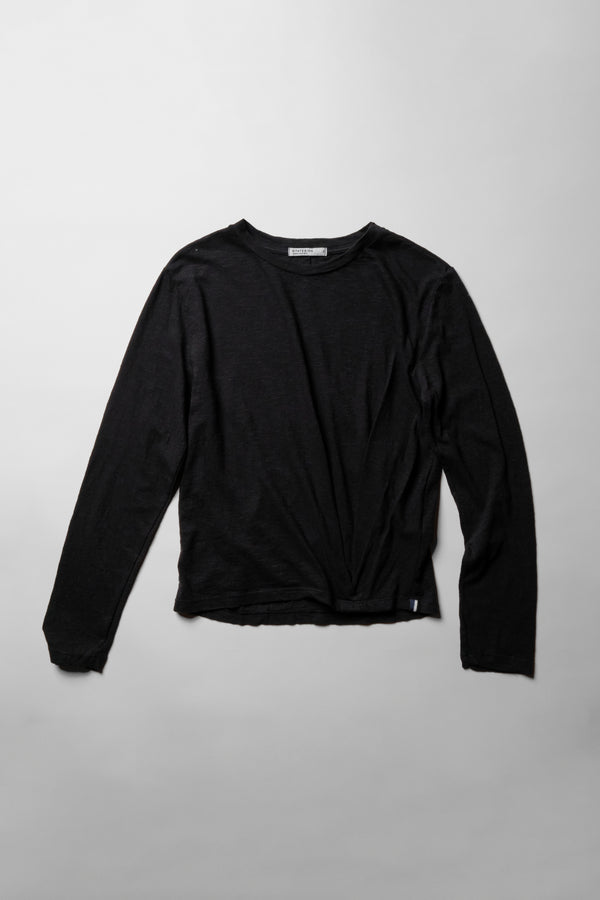 Supima Slub Jersey Long Sleeve Twist Tee in Black