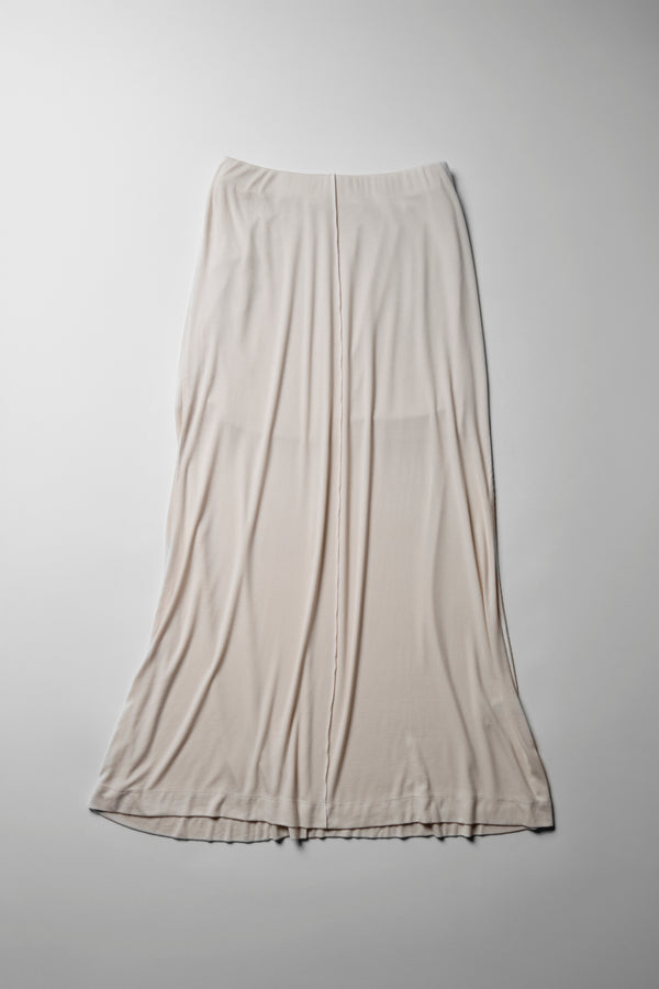 Fine 2X1 Rib A-Line Maxi Skirt in Cream
