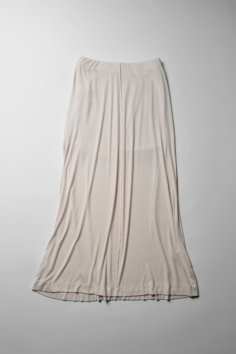Fine 2X1 Rib A-Line Maxi Skirt in Cream