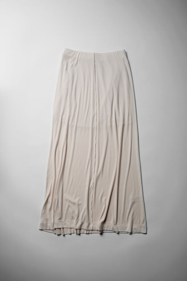 Fine 2X1 Rib A-Line Maxi Skirt in Cream