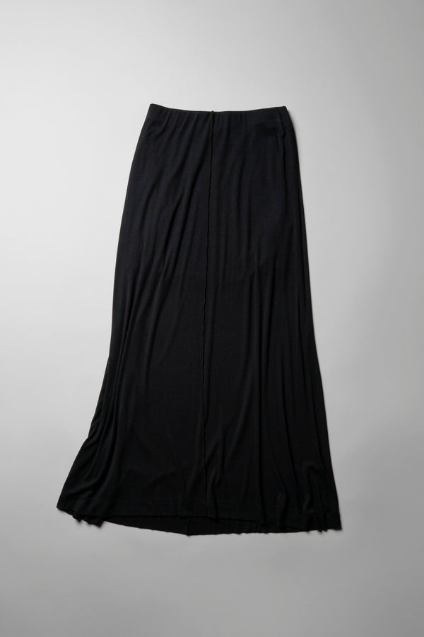Fine 2X1 Rib A-Line Maxi Skirt in Black