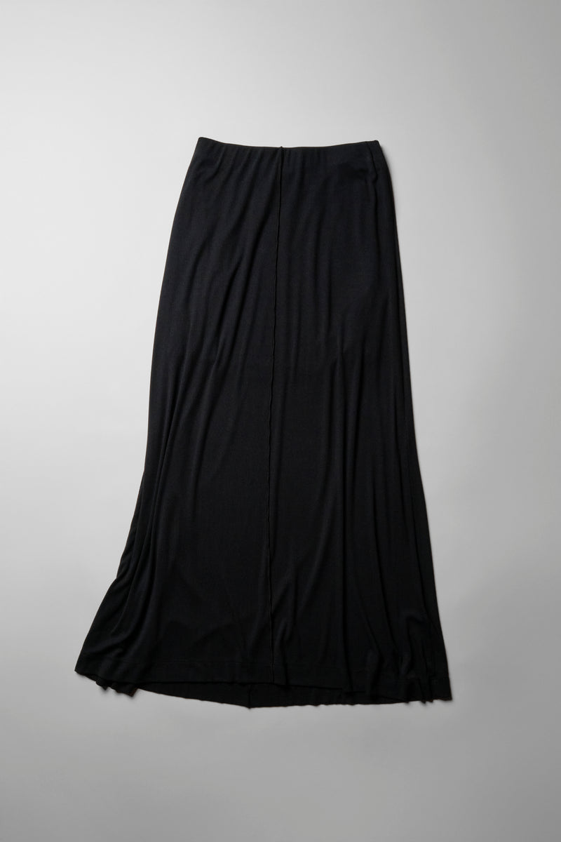 Fine 2X1 Rib A-Line Maxi Skirt in Black