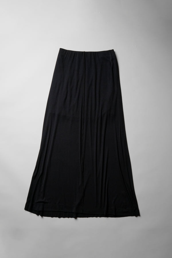 Fine 2X1 Rib Long Sleeve Mock Neck & Fine 2X1 Rib A-Line Maxi Skirt in Black