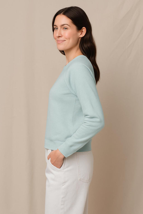 Supima Slub Jersey Raglan Sweatshirt Tee in Sea Glass