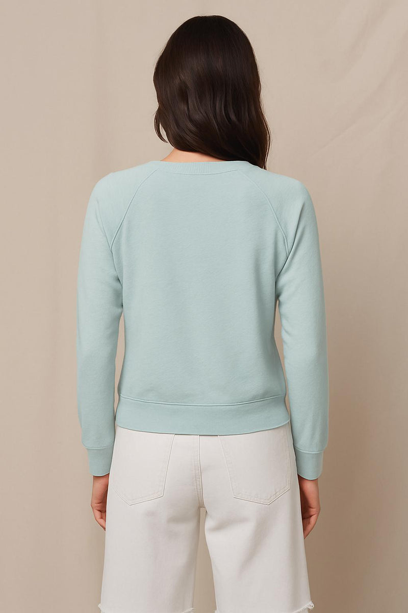 Supima Slub Jersey Raglan Sweatshirt Tee in Sea Glass
