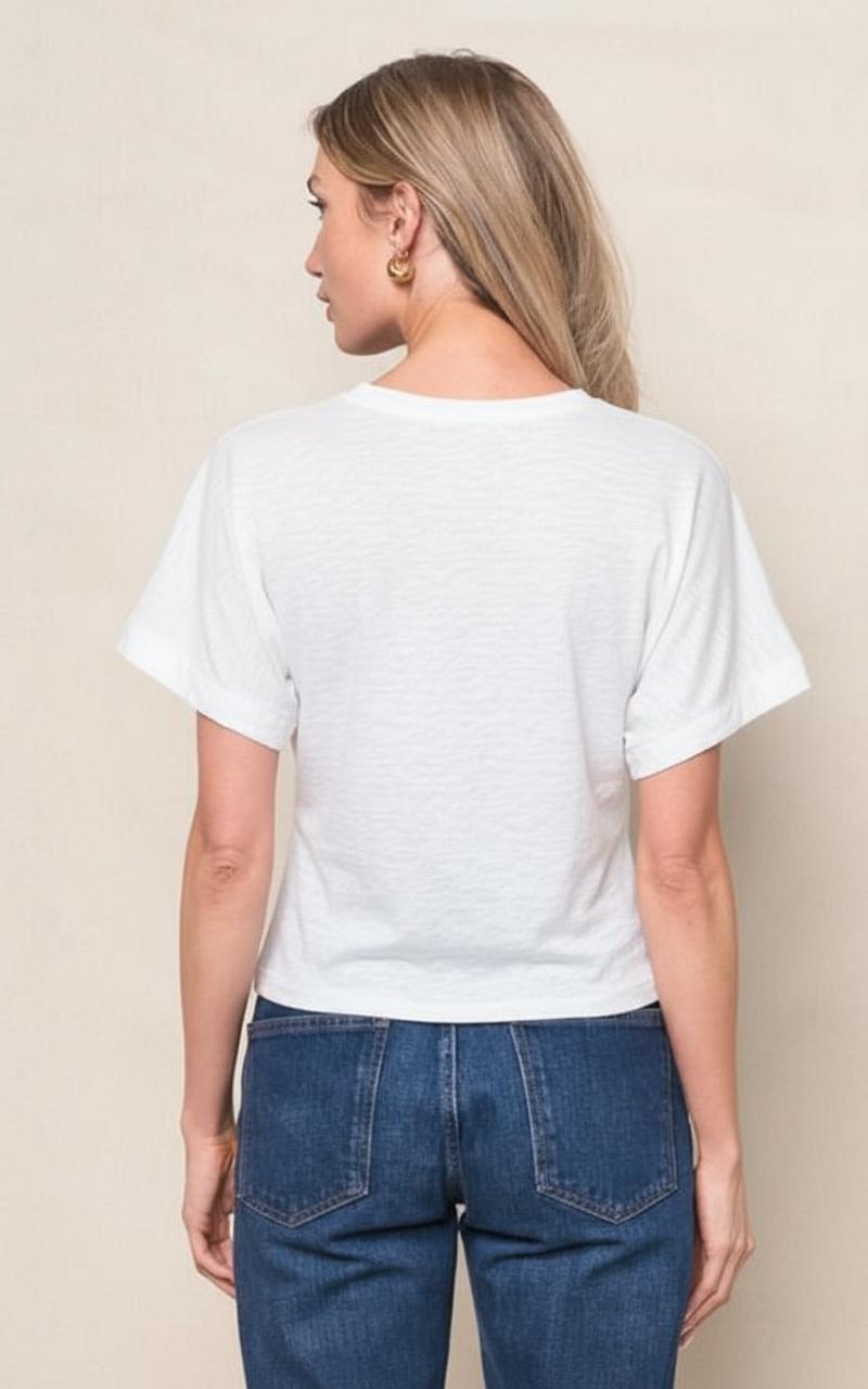 Supima Slub Jersey Side Ruched Dolman in White