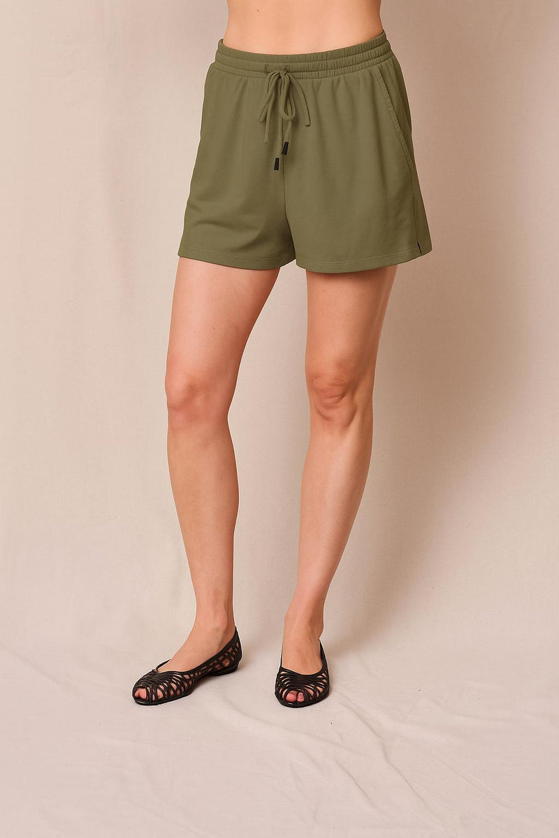 Softest Fleece Pleated Short in Bay Leaf