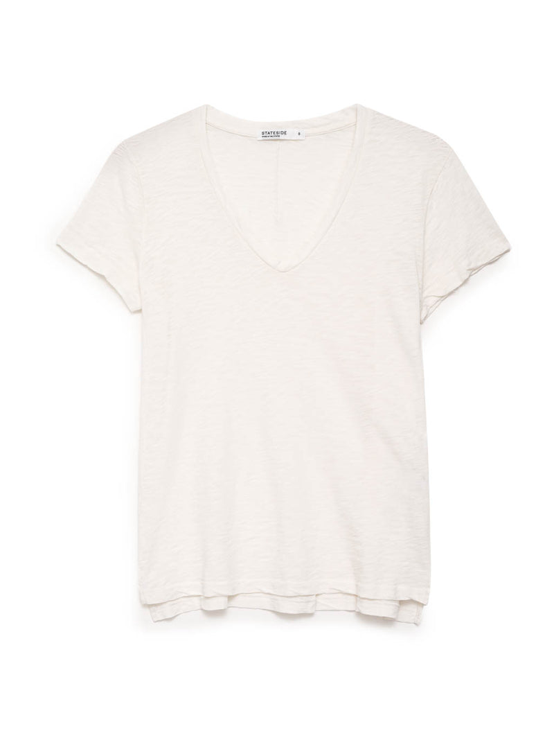 cream supima v-neck tee