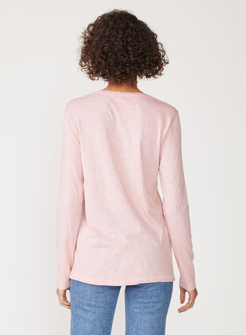 pink supima long sleeve v-neck