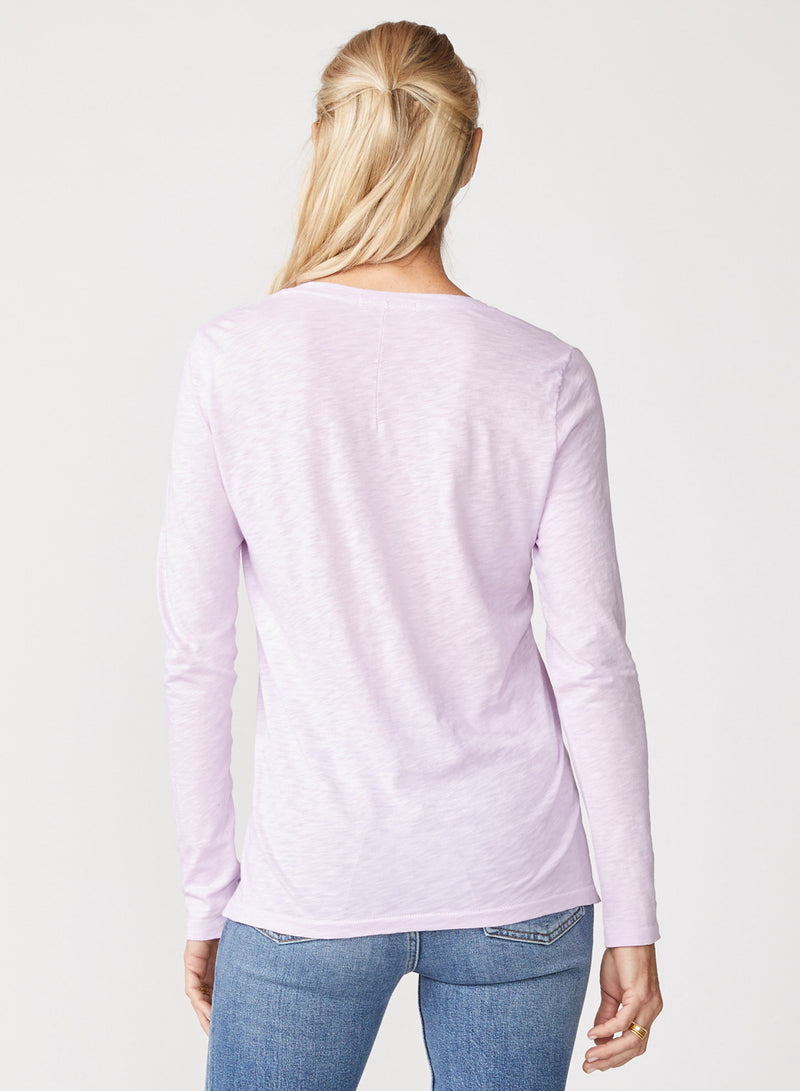 Supima Slub Jersey Long Sleeve V-Neck T-Shirt in Orchid