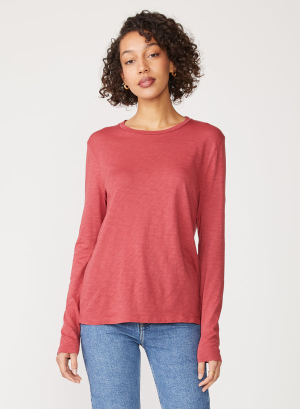 red supima long sleeve crew