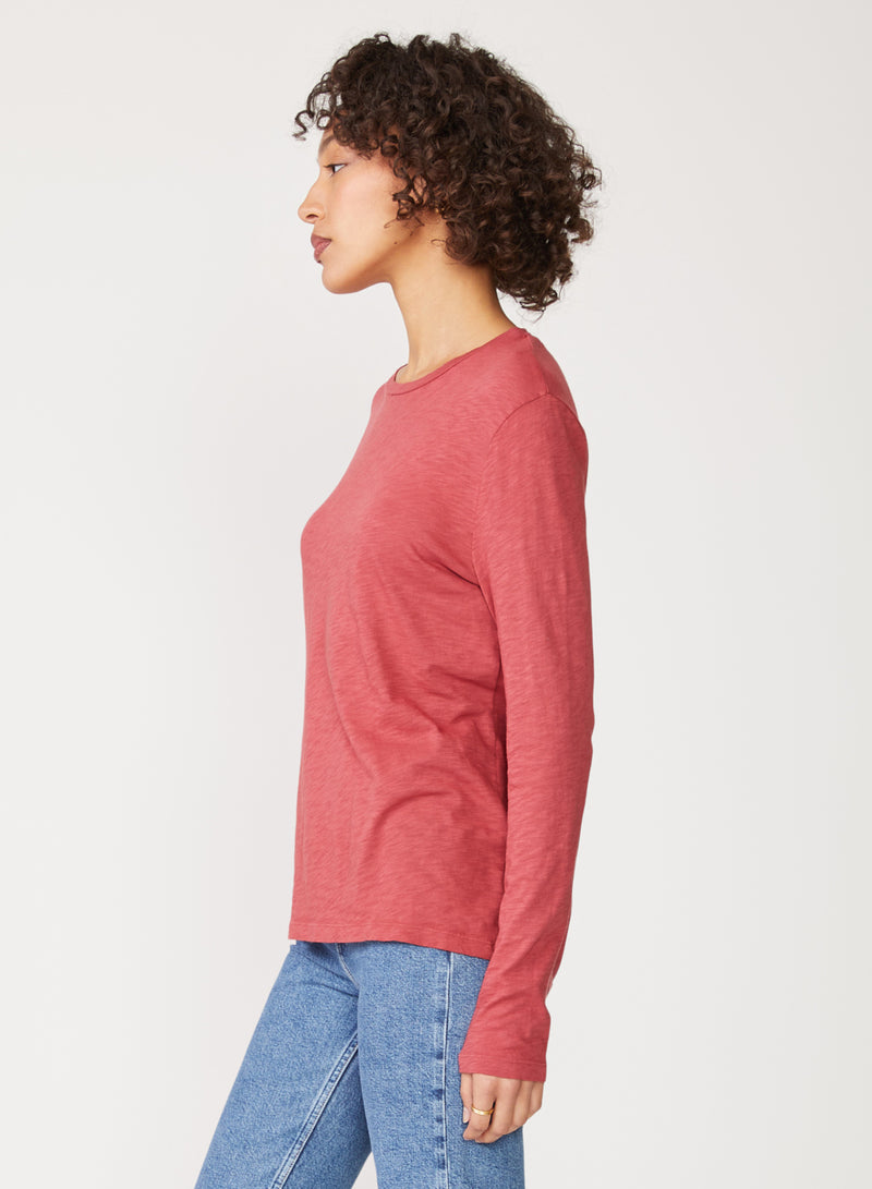 red supima long sleeve crew