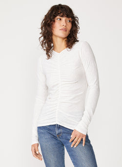 cream supima shirred top