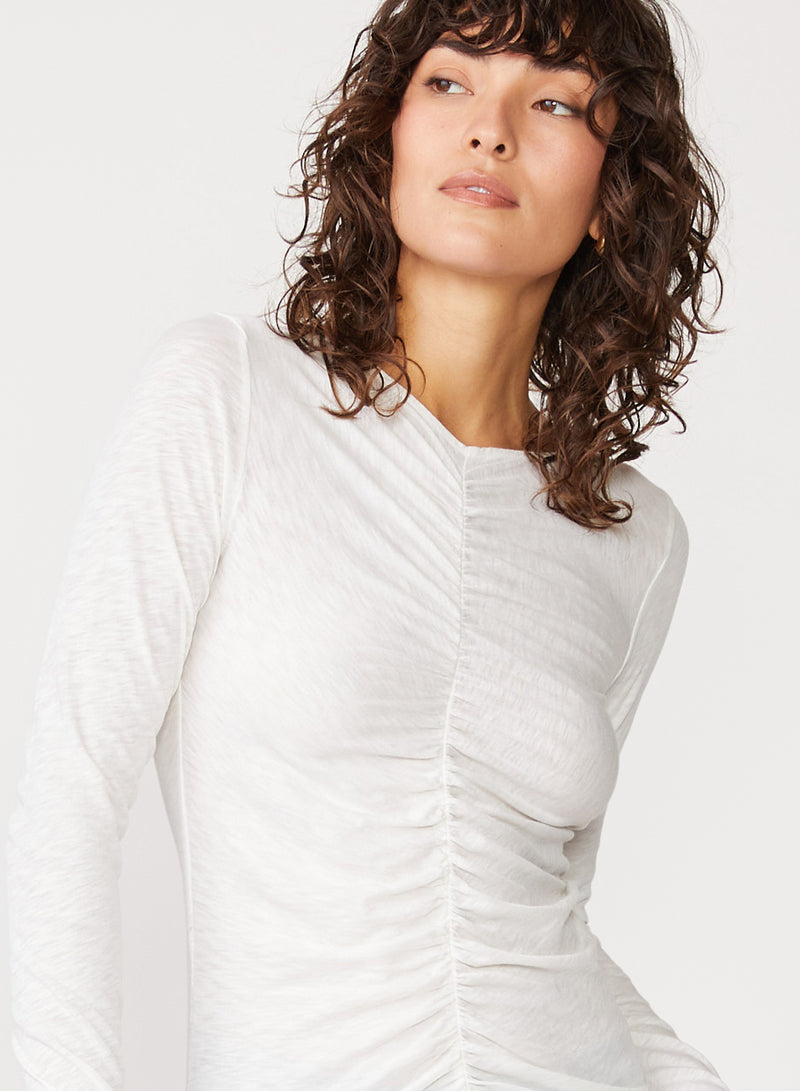 cream supima shirred top