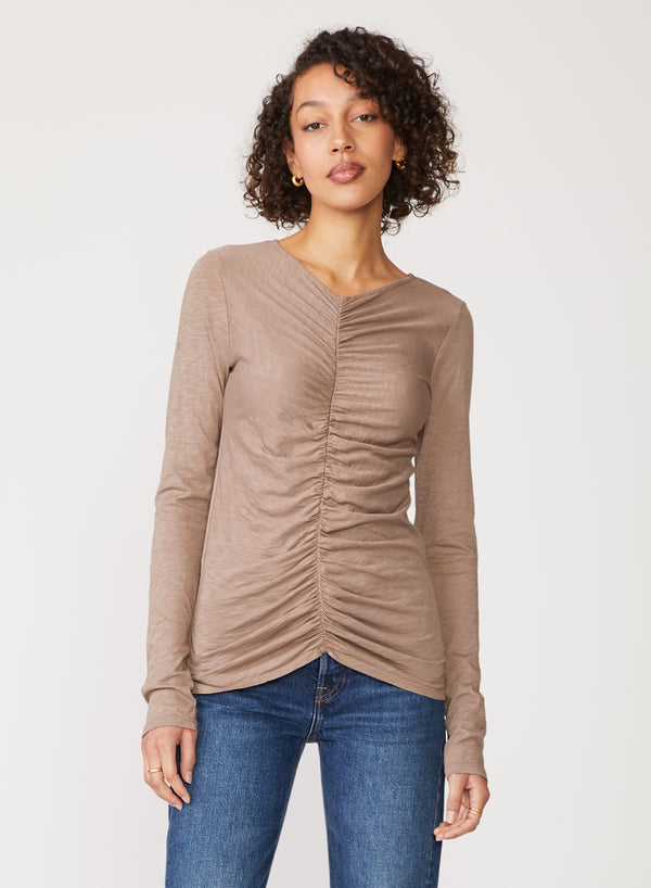 tan supima shirred top