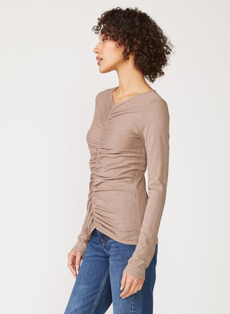 tan supima shirred top
