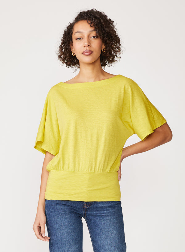 yellow supima drape top