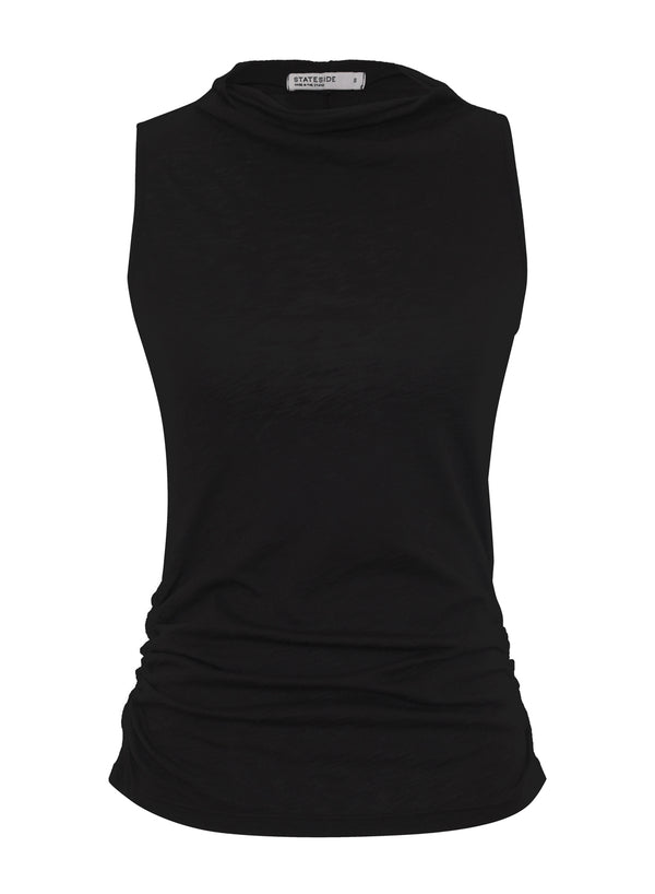 black supima draped-neck tank