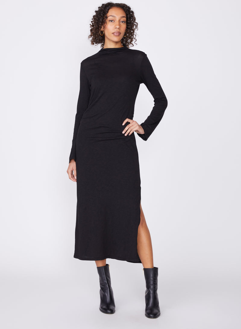 black supima mock midi dress