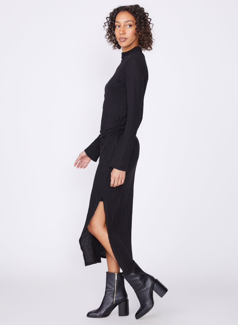 black supima mock midi dress