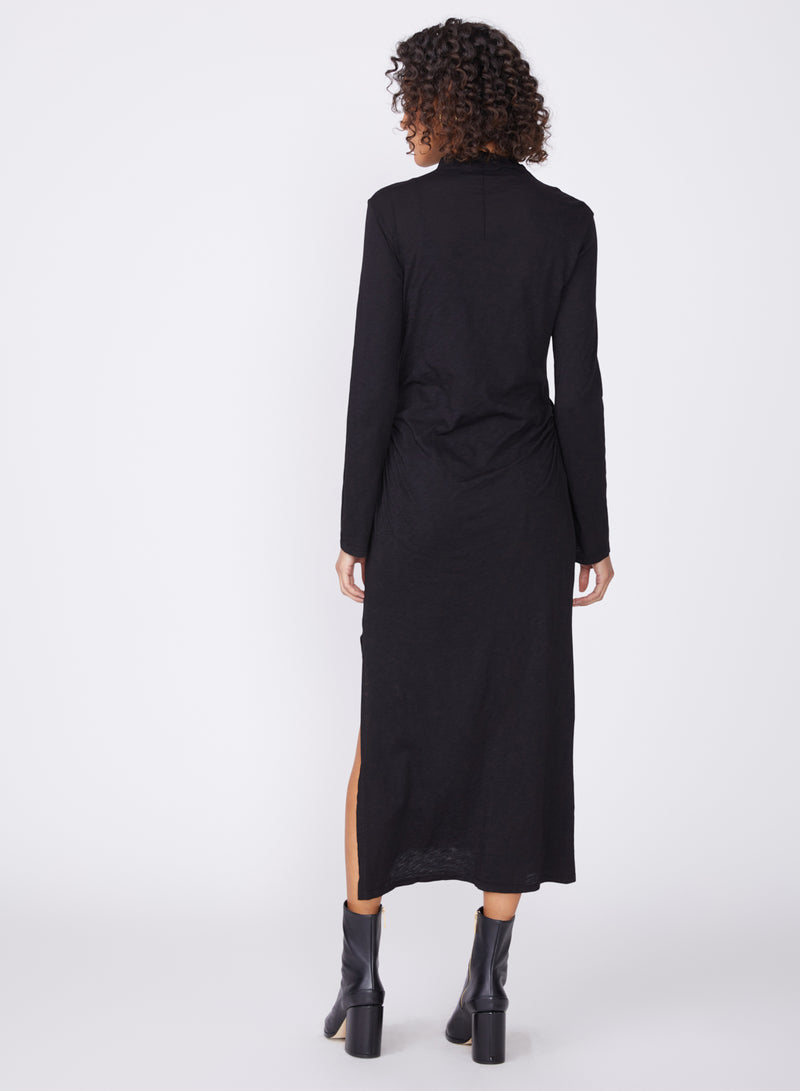 black supima mock midi dress