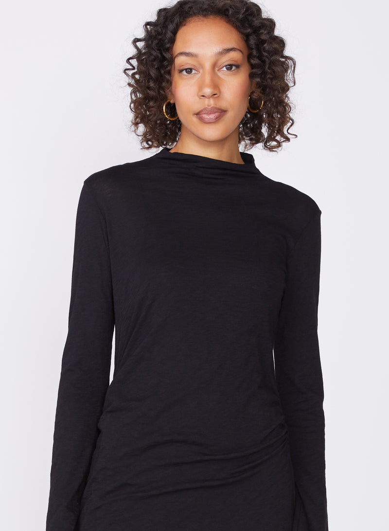 black supima mock midi dress