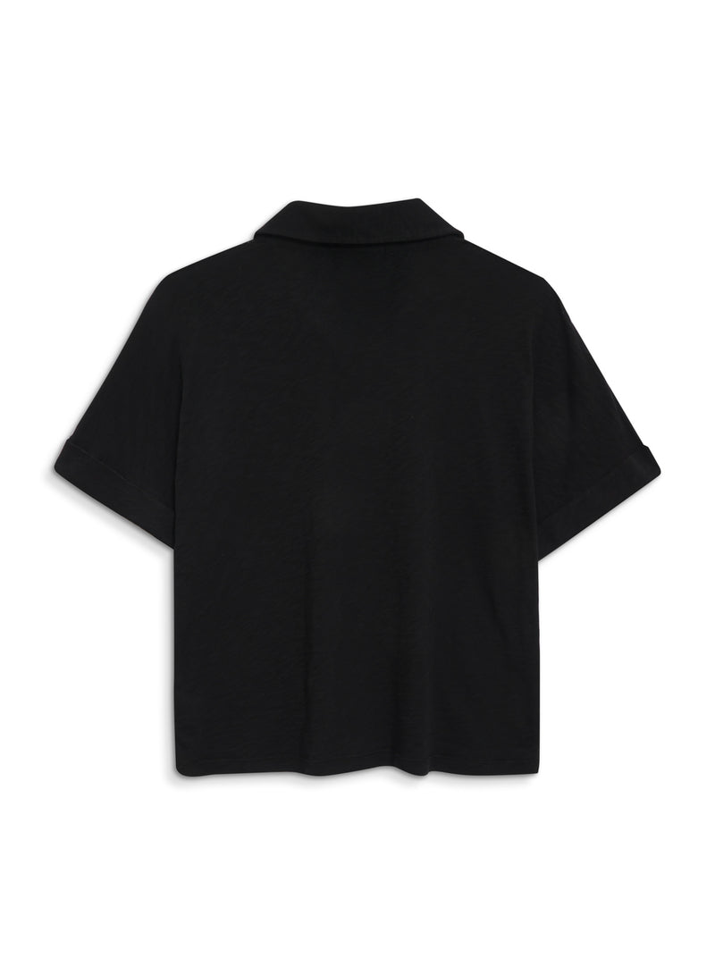 Supima Slub Short Sleeve Pocket Shirt in Black - back flat lay