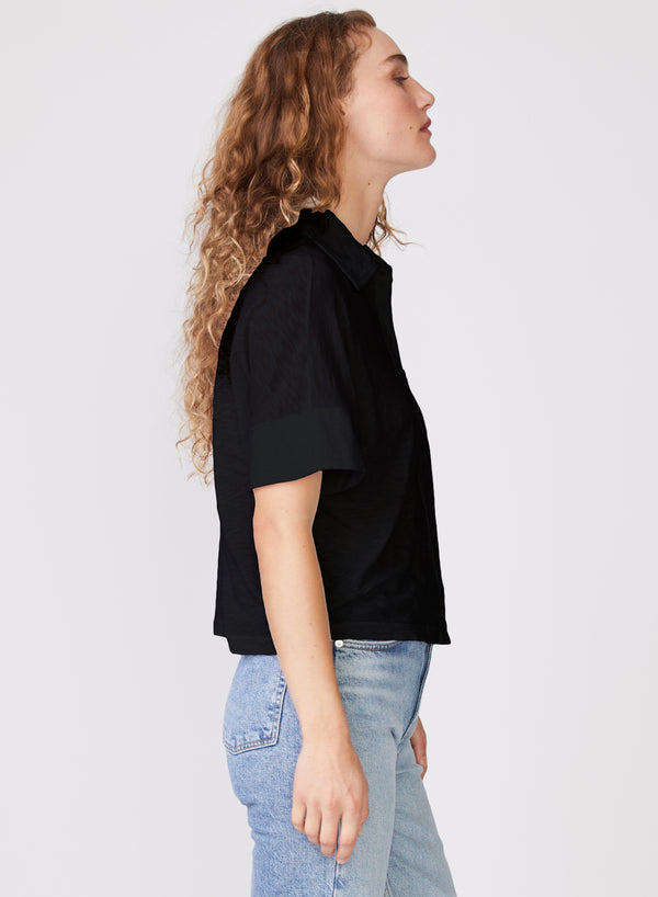 Supima Slub Short Sleeve Pocket Shirt in Black - right side