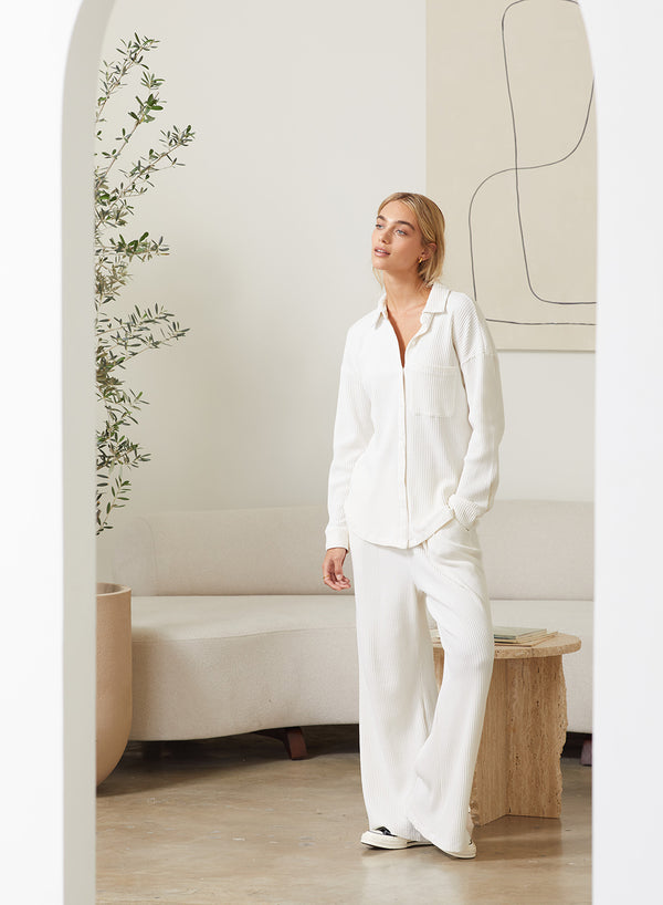 Luxe Thermal Drawstring Pant in Cream