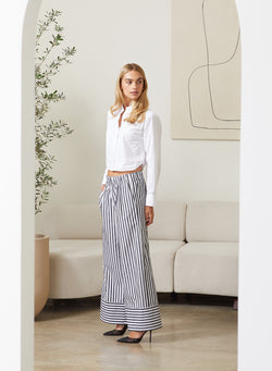 Mod Stripe Wide Leg Pant in Black / White Stripe