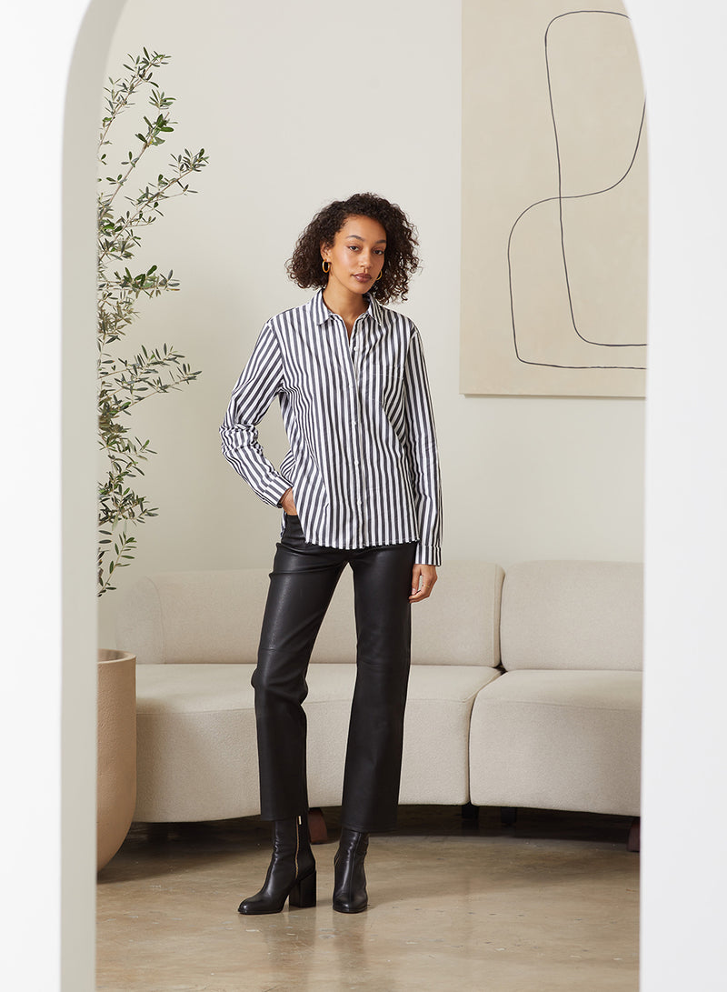 Mod Stripe Classic Shirt in Black / White Stripe