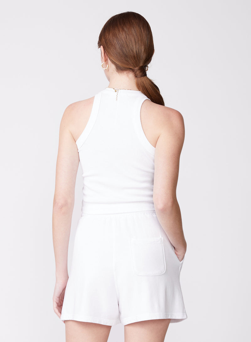 white fleece short