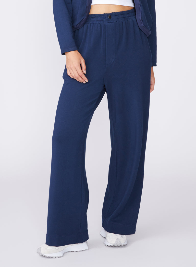 blue softest fleece wide leg pant