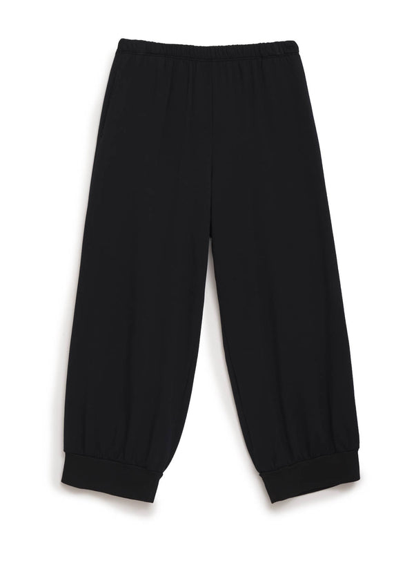 black fleece wide leg pull-on pant