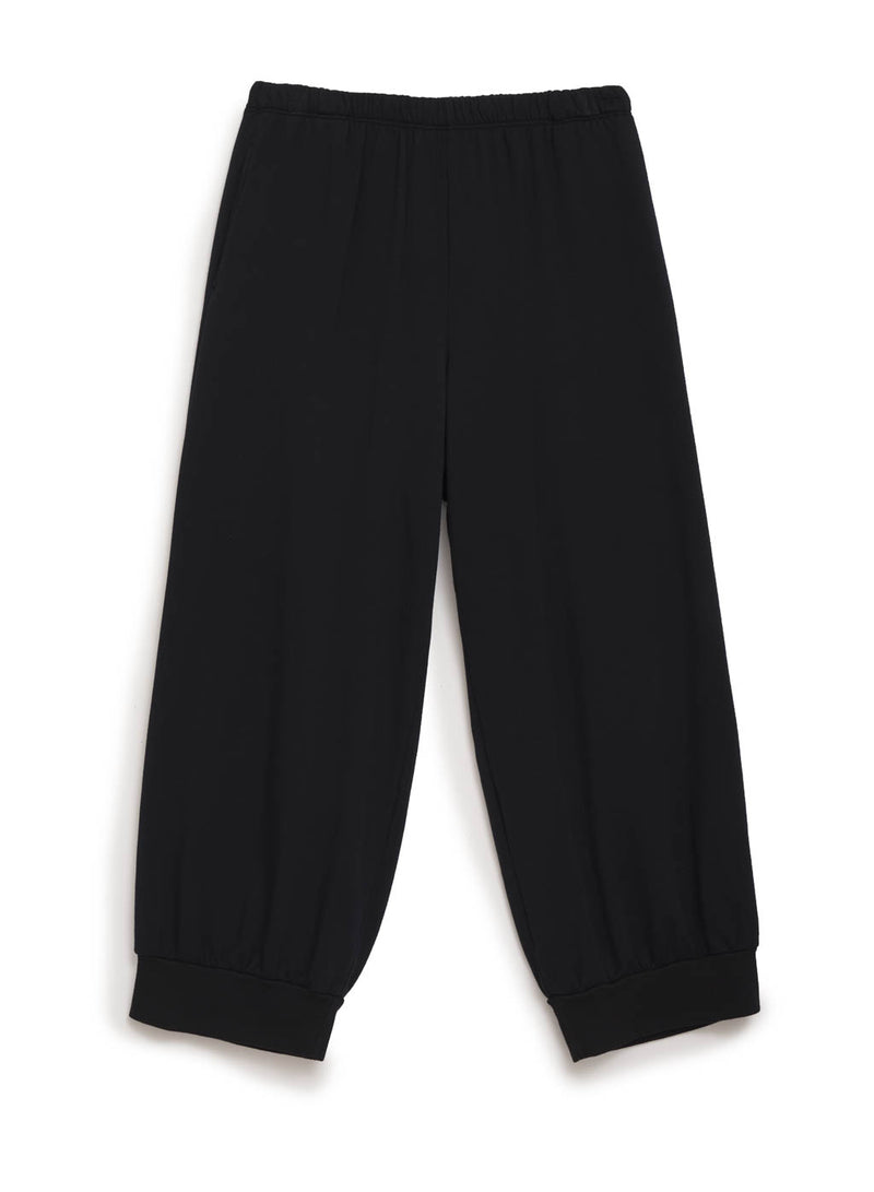 black fleece wide leg pull-on pant