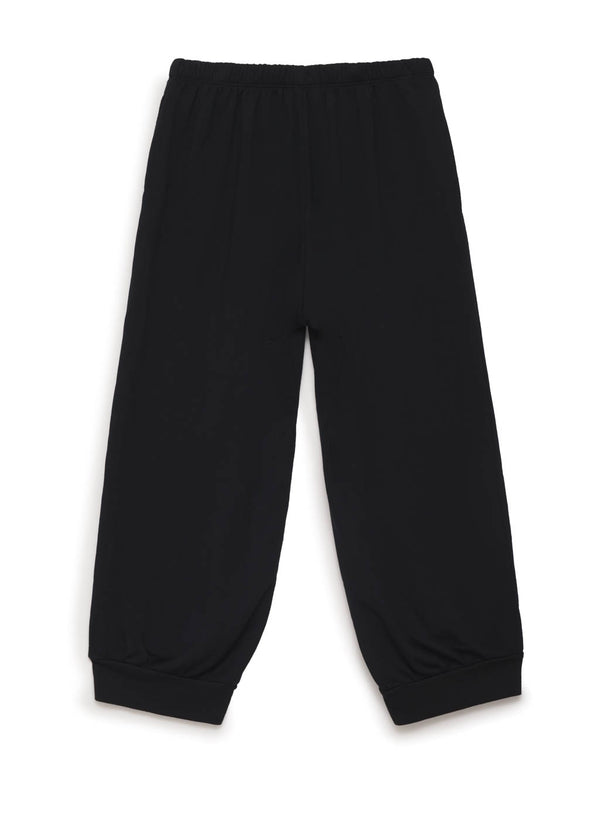 black fleece wide leg pull-on pant