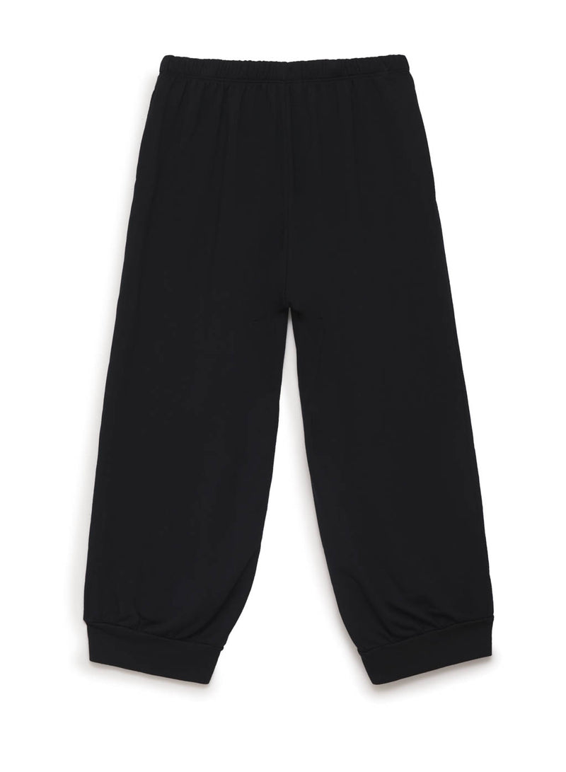 black fleece wide leg pull-on pant