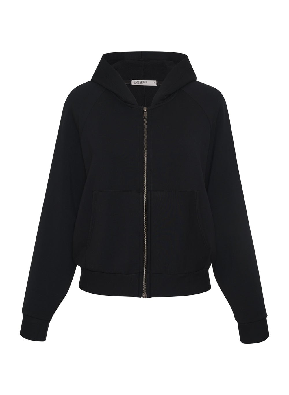 Softest Fleece Cropped Zip-Up Hoodie in Black – shopstateside.us Softest Fleece Cropped Zip-Up Hoodie in Black – shopstateside.us