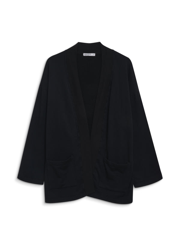 Softest Fleece Cardigan in Black - front
