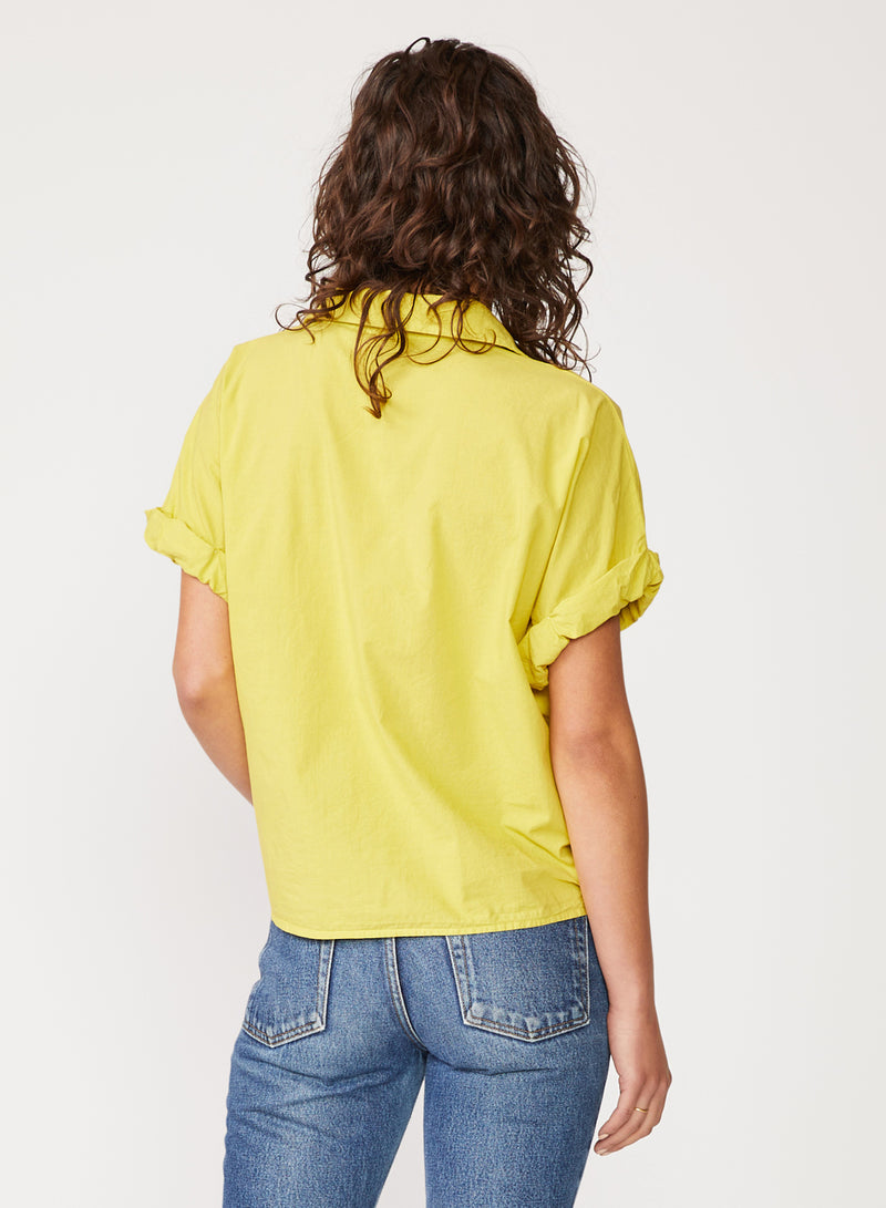 yellow poplin front twist shirt
