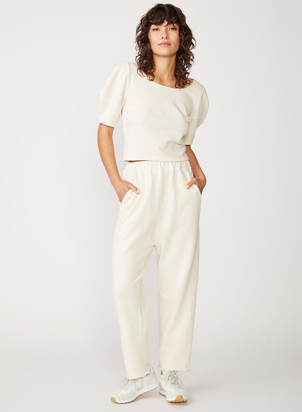 cream french terry pant