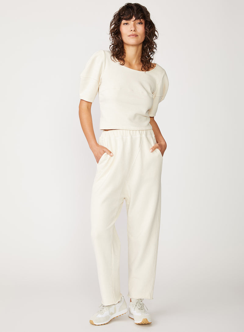 cream french terry pant