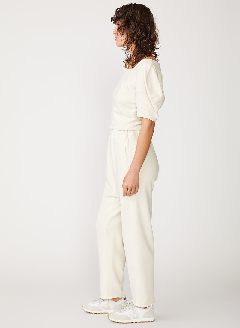 cream french terry pant