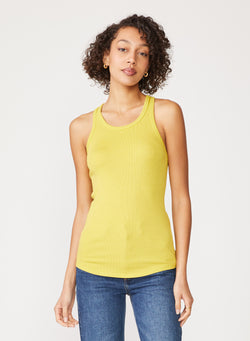 Stateside 2x1 Rib Racerback Tank in Dijon - front view