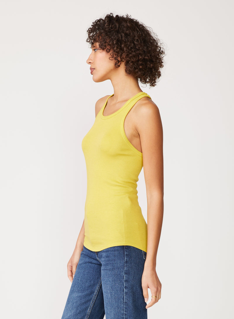Stateside 2x1 Rib Racerback Tank in Dijon - side view