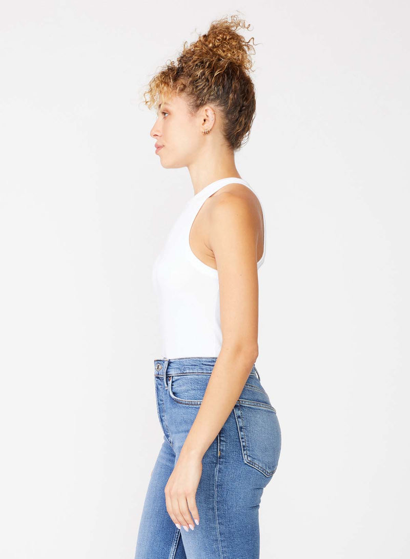 Stateside 2X1 Rib High-Neck Tank in White - side view