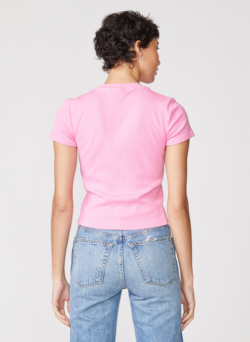 pink rib baby tee - back view